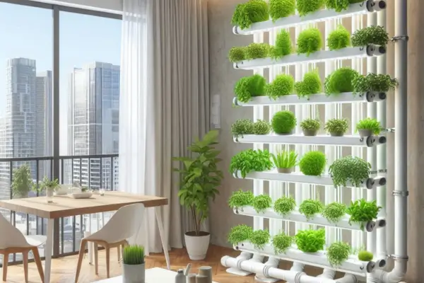 Cultivo hidropônico em horta vertical de apartamento